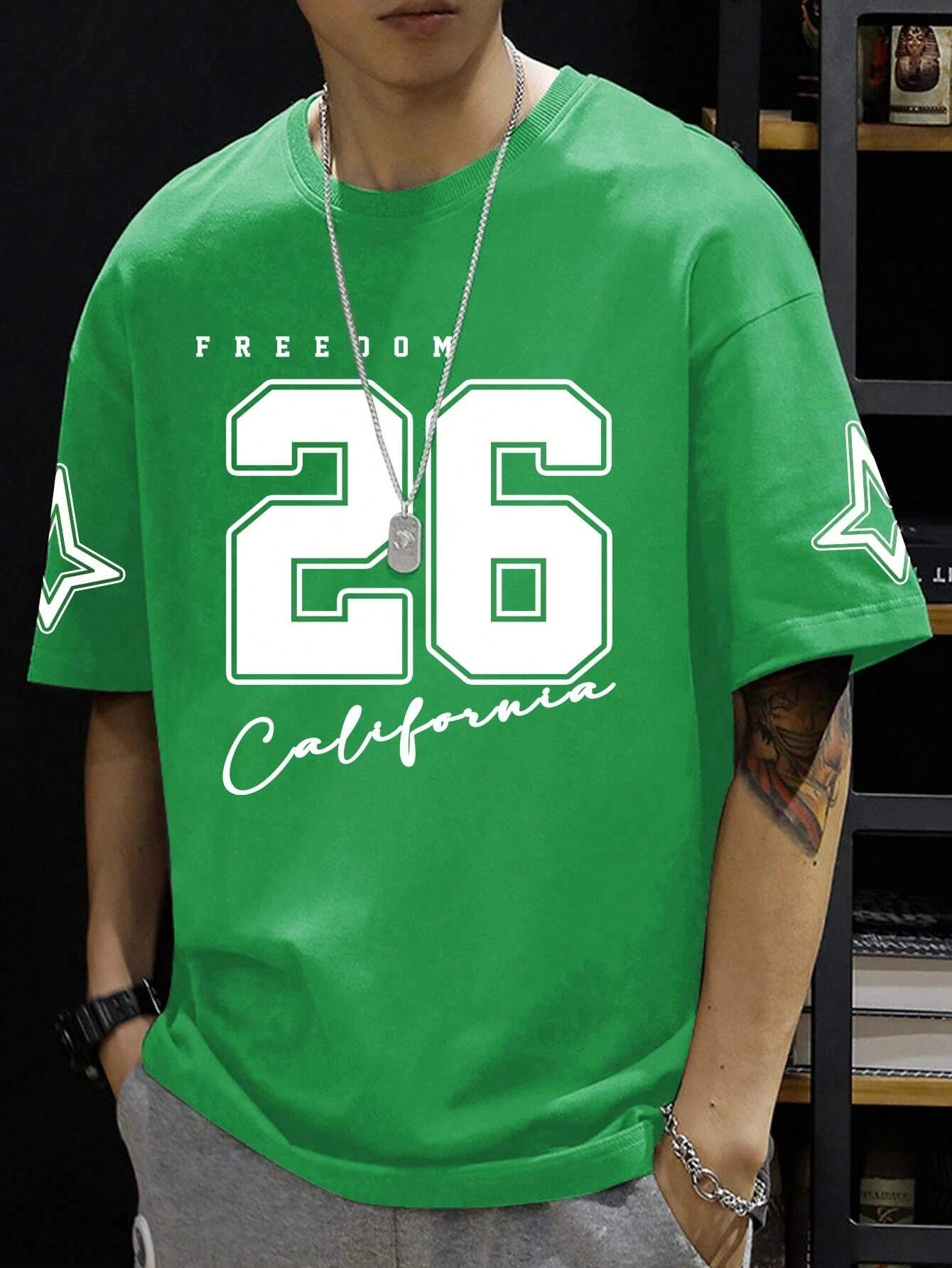 FREEDOM Number 26 Print Mens T-Shirt Man Short Sleeve Sportwear Football T-Shirt Vintage Oversize 5 Colors Tees Men Clothes